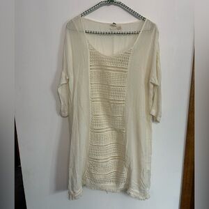 Roxy Cream Crochet Front Tunic